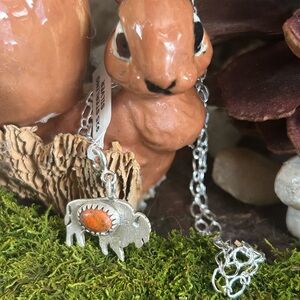 925 Sterling charming traditional made new turquoise charm with necklace